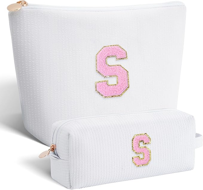 Btffitting Gifts for Girls Teens Kids - Birthday Gift for Daughter Sister Her,Travel Essentials,Teen Girl Essentials,Cute Trendy Stuff Makeup Bag Set Cosmetic Bag - White,S