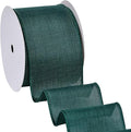 Ribest Forest Green Linen Wired Ribbon, 2.5 Inch × 10 Yard, Burlap Wire Ribbon for Wreaths Bows Making Crafts Christmas Tree Decoration Gift Wrapping