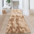 3x10 ft Plush Tie Dyed Light Brown Rug Soft Bedroom Runner Fluffy Cream and Brown Rug for Bedroom Bedside Living Room Hallway Nursery Kids Home Decor Shag Carpet