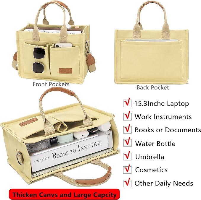 ZHMO Canvas Tote Bag for Women,Women's Bags Crossbody Bags Work Laptop Tote Bag Large Handbags Purse for Travel Nurse Teacher