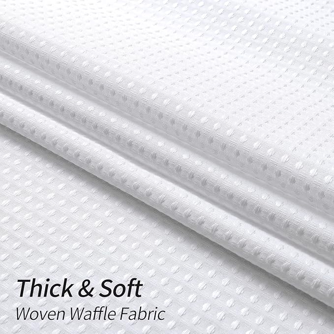 MitoVilla White Waffle Small Stall Shower Curtain - 36 x 72, Farmhouse Half Size, Fabric Narrow Shower Curtains for Bathroom Decor