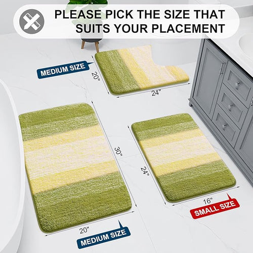 Arotive Microfiber Bathroom Rugs, Shaggy Soft and Absorbent Bath Rug, Non-Slip, Thick Plush Machine Washable Dry Bath Mats for Bathroom, Tub and Shower, 24x16, Olive Green, Rectangular