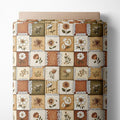 Autumn Lace Blossom Patchwork Cotton Fabric – Warm Beige & Brown Floral Patchwork Print Cotton 140 GSM, Panel 61 x 36.6 Inches, Pre-Cut Sewing Fabric Panel for Quilting, Crafts & Home Decor(USA Size)