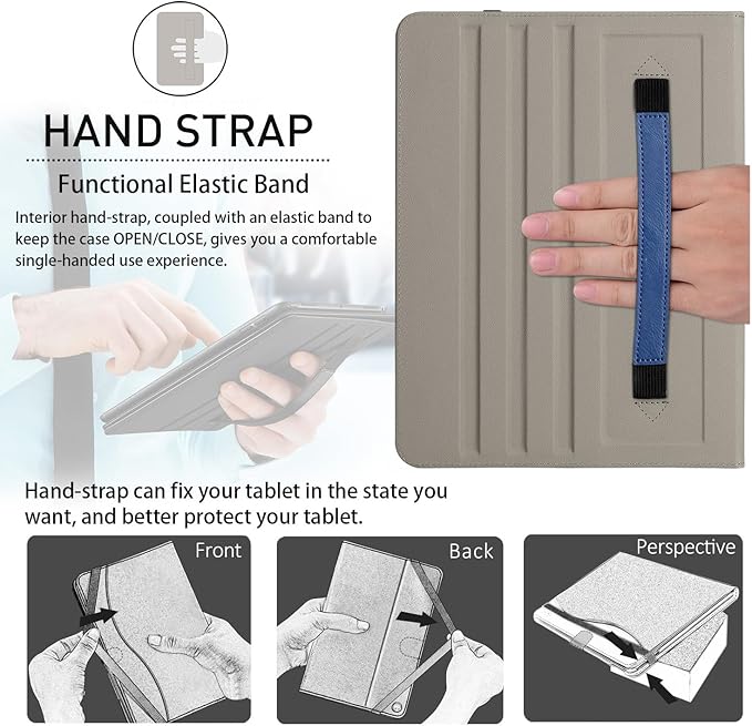 ZtotopCases for iPad Pro 11 Inch Case (M5) 2025/ (M4) 2024 - PU Leather Smart Cover, with Auto Wake/Sleep, Multiple View Angles, Hand Strap & Pocket - Navy Blue