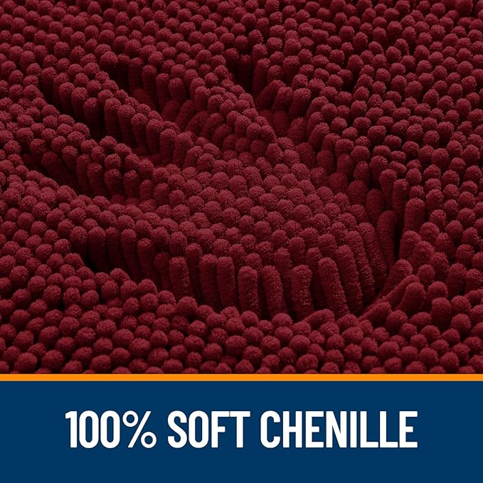 OLANLY Bathroom Rugs 47x17, Extra Soft Absorbent Chenille Bath Rugs, Rubber Backing Quick Dry, Machine Washable Bath Mats for Bathroom Floor, Tub and Shower, Home Decor Accessories, Burgundy