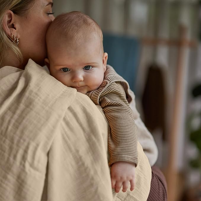 Huxie Swaddle - 100% Organic Cotton - Muslin Swaddle Blankets for Newborn, 47" x 47" 2-Pack (Fog/Tradewinds)