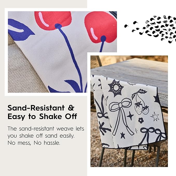 GEOMETRY Micro-Loop Beach Towel – Spring & Summer Collection – Quick-Dry, Sand-Resistant, Ultra-Absorbent Compact Towel for Beach & Travel (Wind Down)