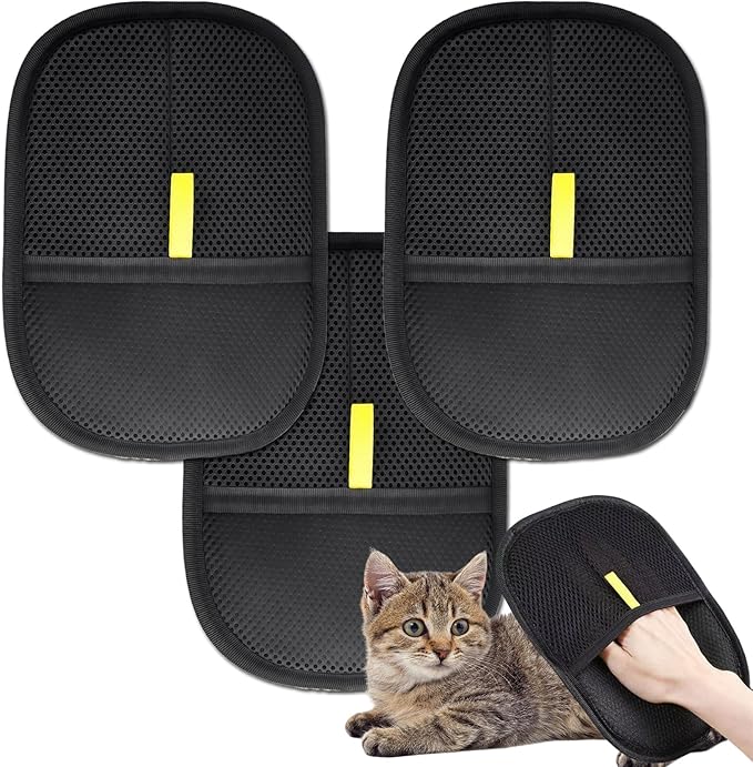 3PC 2025 Electrostatic Gloves Pet Hair: Pets Hair Remover Electro Antistatic Hair Removal Glove Cat Mitt Mitten Static Reusable Tool Furniture Cleaning Animal Double Sided Grooming Magic Fur Dogs Mit