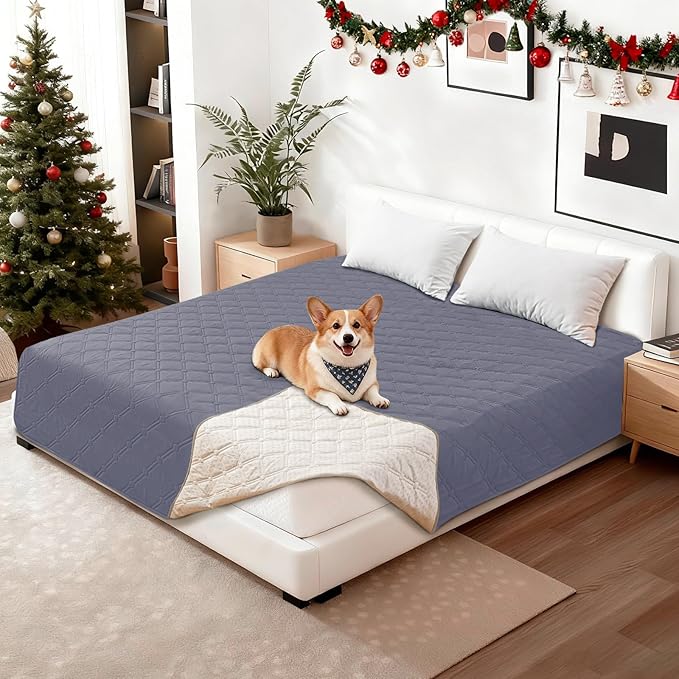 CYCMACO Waterproof Couch Covers for Pets, Waterproof Dog Bed Cover, Anti-Slip Soft Dog Blankets, Couch Cover for Dogs Washable, Pet Blanket for Puppy Large Dogs Cat (82x102 Inch, Grey Blue)
