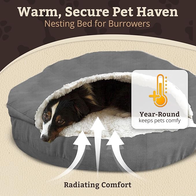 Snoozer Classic Poly-Cotton Cozy Cave Pet Bed, Small, Heather Gray