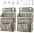 Someteth Hanging Basket for Organizing, Wall Organizer with Pockets and Over The Door Organizer，Can for Home, Closet, Office and Camper (Grey Grid2)