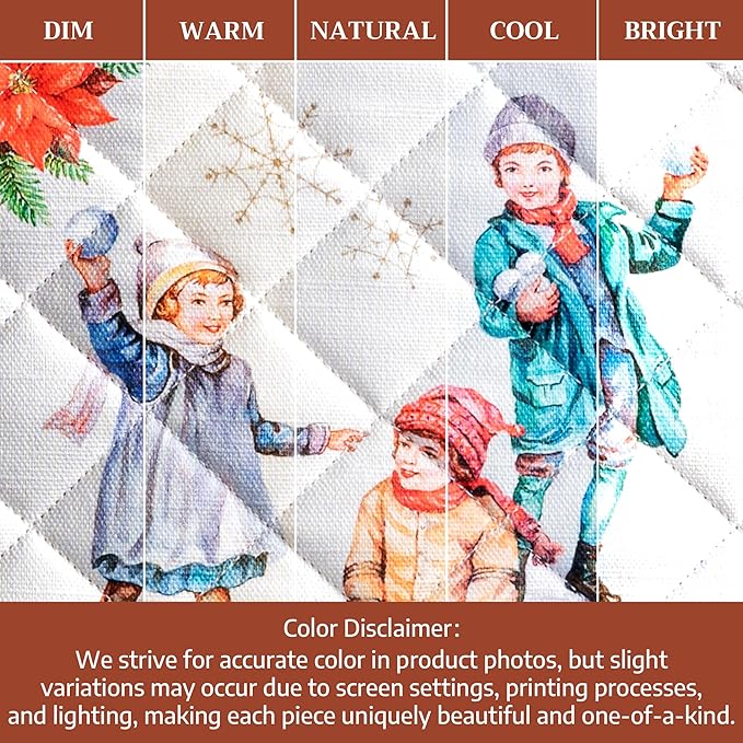 Maison d' Hermine Pot Holders 100% Cotton Heat Resistant Potholders 8" x 8" Hot Pads with Loop for Thanksgiving Christmas Decorations BBQ Cooking Baking Handling Hot Pans (Pack of 1, Chromo)