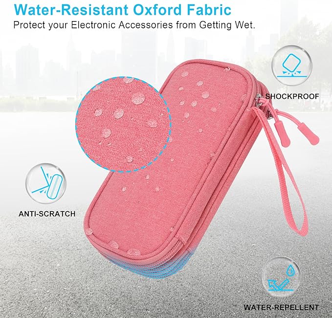 Lacdo USB Flash Drive Case Thumb Drive Holder Case Organizer Portable Electronic Accessories Storage Bag for SanDisk/SamData/Samsung USB Flash Drives Jump Drive Memory Stick, SD Card, Cable, Pink