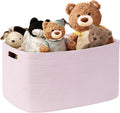 SunNewt 45L Small Baby Girls Laundry Basket for Nursery Storage,Cute Woven cotton Rope Baskets for Kids Toy，Gifts, Boho Square Wicker Blanket hamper for Living Room,Bedroom Dirty Clothes,Pink