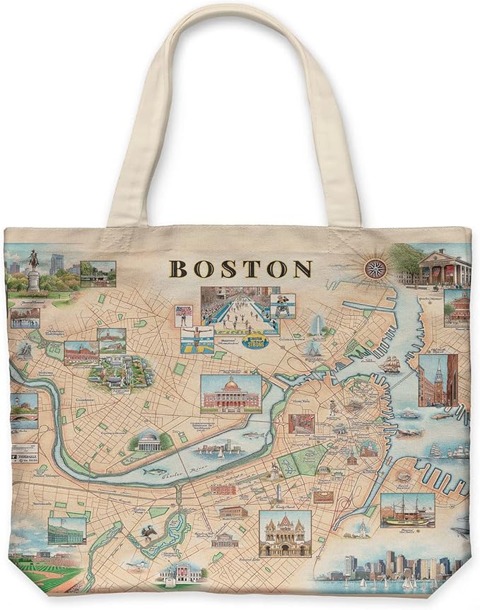 Xplorer Maps Canvas Tote Bag with Handles, Cloth Grocery Shopping Bag, Reusable & Eco-friendly Bag, 100% Cotton, Washable