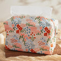 Hausfrau Tissue Box Cover Rectangular Embroidered Jacquard Linen Tissue Holder Case Decorative for Bathroom Vanity Countertop Desk Office, 10"x5.3"x5.3", Cream Flowersea