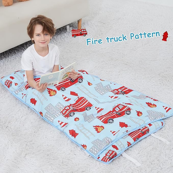 Toddler Nap Mat with Pillow and Blanket, Extra Large Rolled Napping Mats,Toddler Sleeping Bag for Daycare,Kids Sleeping Bags for Sleepover,Toddler Sleeping Bag Camping