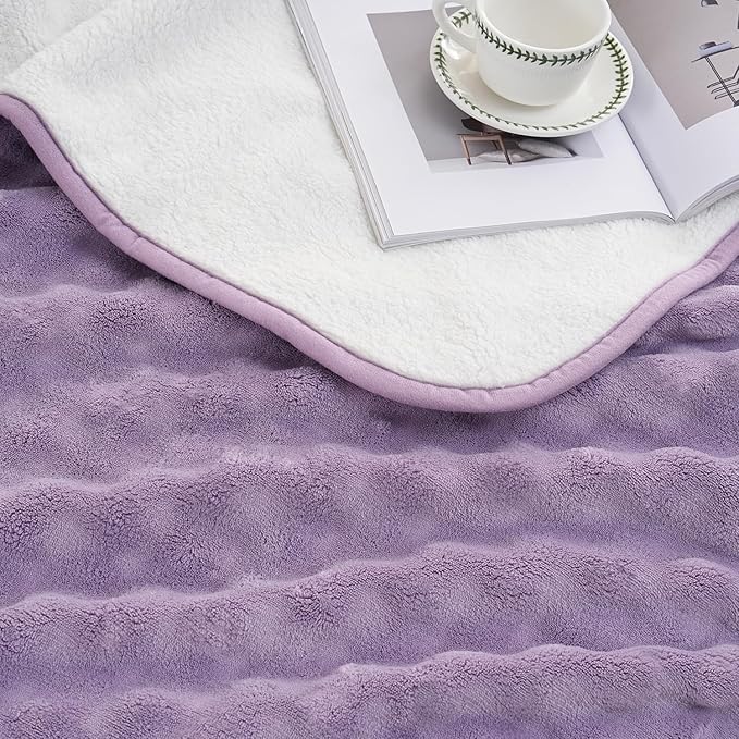 Yaning Waterproof Blanket for Bed Couch Sofa Car, Soft Leakproof Dog Blanket with 3D Bubble Pattern, Reversible Water Proof Pet Blankets for Dogs Cats Puppies (60"x80", Dusty Purple)