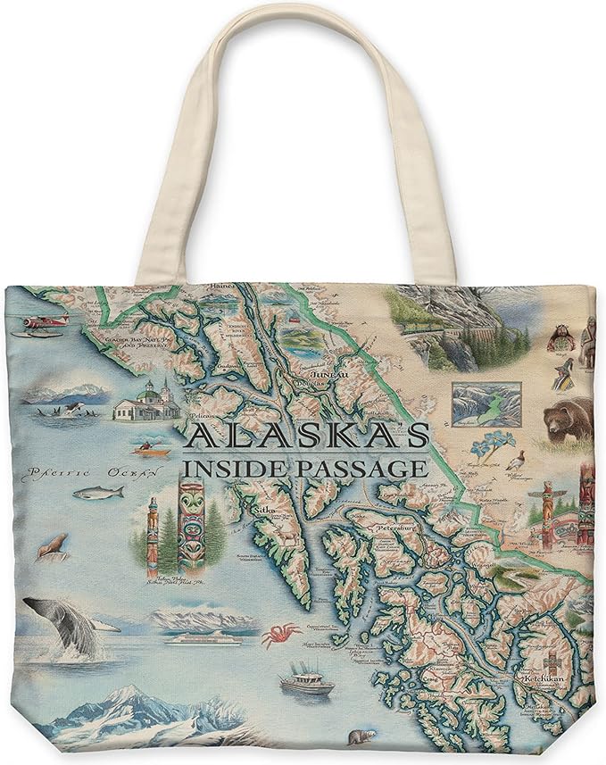 Xplorer Maps Canvas Tote Bag with Handles, Cloth Grocery Shopping Bag, Reusable & Eco-friendly Bag, 100% Cotton, Washable