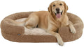 Miorun Orthopedic Dog Bed for Large Dogs, Removable Washable Cover, Memory Foam Indestructible Pet Couch for Big Dogs, Sturdy and Cozy Round Bed with Bolstered Sides, Durable Crate Bed, Camel