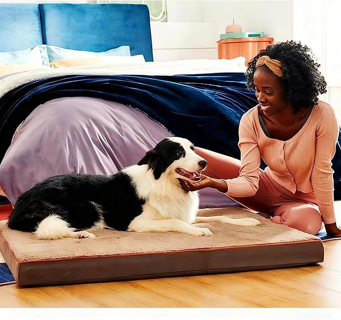RichePet Dog Bed with Waterproof Inner Liner, Removable Cover, Egg Crate Foam Dog Beds, Easy to Clean，45×32Inch，Gray