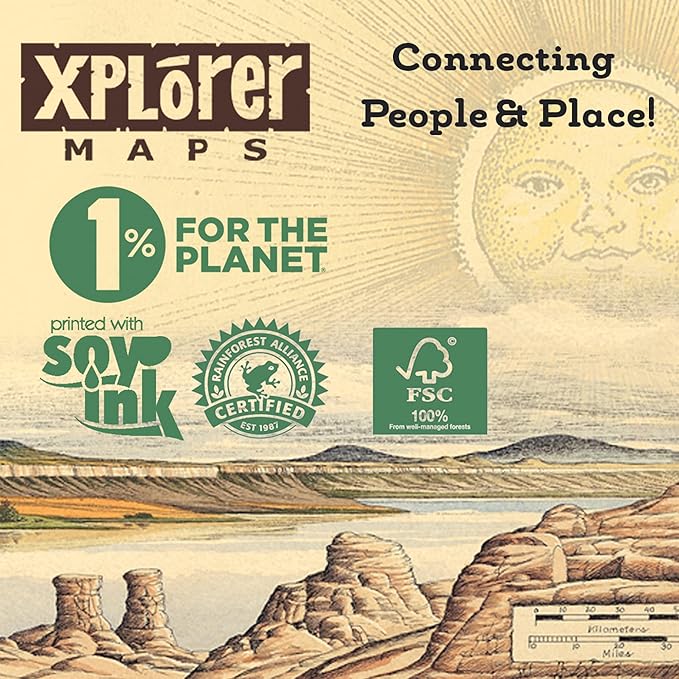 Xplorer Maps Canvas Tote Bag with Handles, Cloth Grocery Shopping Bag, Reusable & Eco-friendly Bag, 100% Cotton, Washable