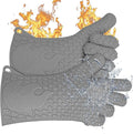 Jolly Green Products Ekogrips Premium Grilling Gloves Heat Resistant BBQ Gloves for Indoor and Outdoor Cooking, Meat Handling Gloves, Kitchen Oven Gloves with Fingers, Silicone Oven Mitts - Grey