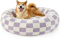 LE SURE Shown on TV Donut Large Dog Bed - XL Round Cat Beds Indoor Anti-Anxiety Calming Bed Present for Pets, Washable Cute Bed with Jacquard Shaggy Plush & Anti Slip Bottom, 36 Inch, Purple