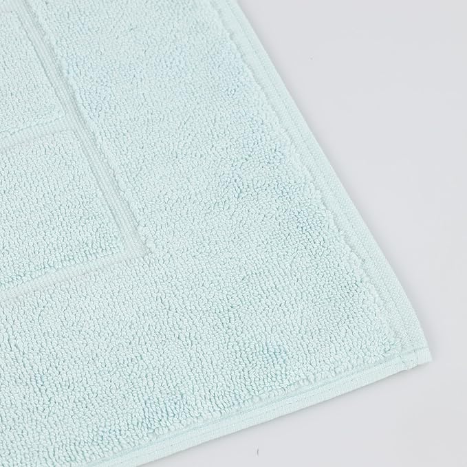Superior 100% Cotton Bathmat Set, Bath Mats, Bathroom Decor, Shower, Bathtub Essentials, Home Accessories, Small Washable Rug, No Backing, Heavyweight, Nora Collection, Set of 2, 22" x 35", Seafoam