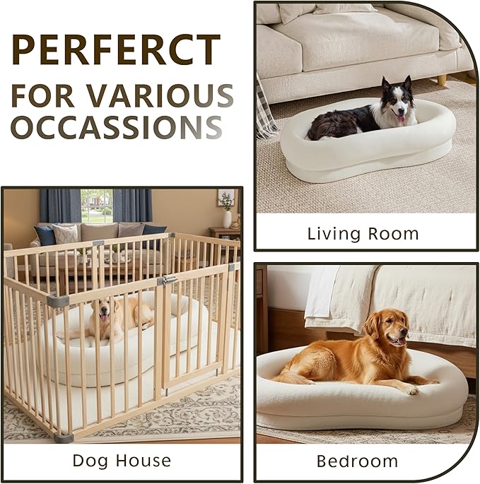 LELEFIDO Orthopedic Dog Beds for Large Dogs, High-Density Foam Support Pet Bed with Cloud-Like Bolster Sides, Non-Slip Bottom, Washable Removable Cover, Pet Couch Bed for Medium Large Dogs