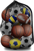 BROTOU Extra Large Sports Ball Bag Mesh, Basketball Bags Team Balls, Adjustable Shoulder Strap, Ball Bags for Holding Soccer, Football, Volleyball, Swimming Gear (30” x 40”)