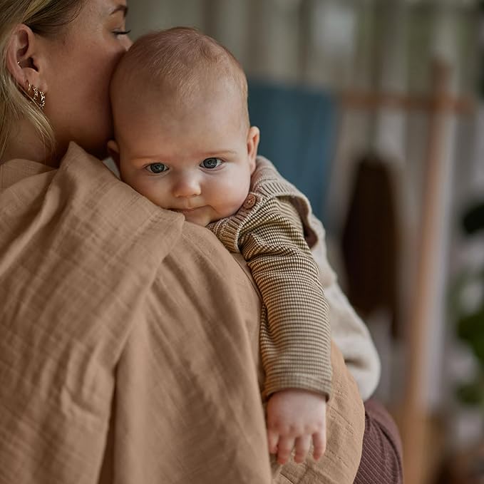 Huxie Swaddle - 100% Organic Cotton - Muslin Swaddle Blankets for Newborn, 47" x 47" (Natural)