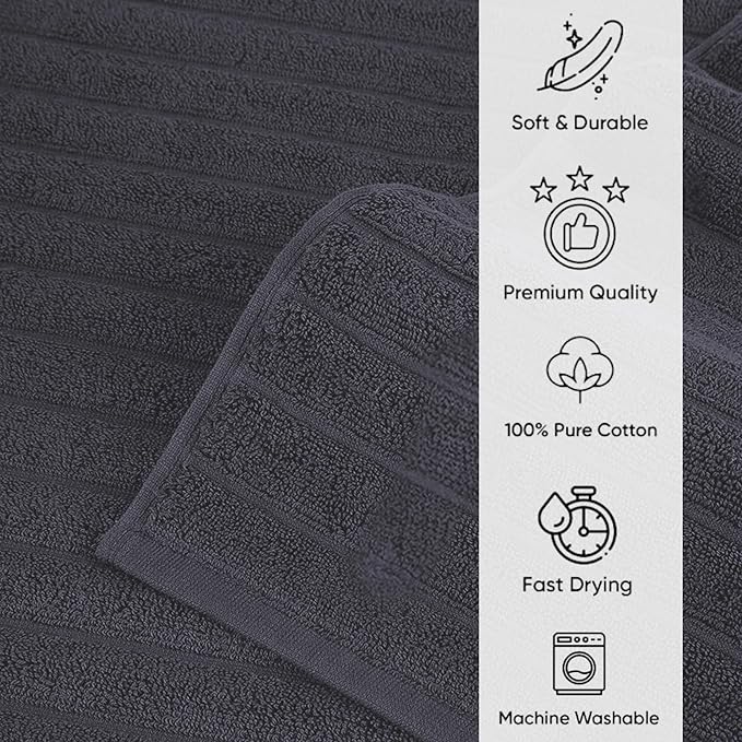 Classic Turkish Towels CTT - 2 Piece Bathroom Rugs Set, 100% Cotton Bath Mats, Comfy & Highly Absorbent Bathroom Floor Mats, Machine Washable | 20"x32" (Grey)