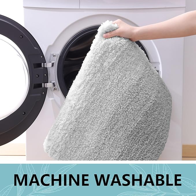 Arotive Microfiber Bathroom Rugs, Shaggy Soft and Absorbent Bath Rug, Non-Slip, Thick Plush Machine Washable Dry Bath Mats for Bathroom, Tub and Shower, 59x17, Light Grey, Rectangular