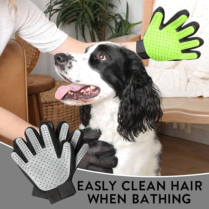 HappiTails Pet Grooming Gloves – 1 Pair – Deshedding & Bath Massage Mitts for Dogs & Cats – Choose from 5 Colors – Adjustable, Reusable & Easy to Clean (Gray)