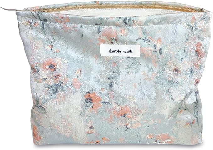 STARDW Aesthetic Floral Makeup Bag Cute Small Cosmetic Bags for Women Girls, Travel Toiletry Bag Large Capacity Zipper Makeup Pouch, Purse Organizer Pouches (Aesthetic Roses)