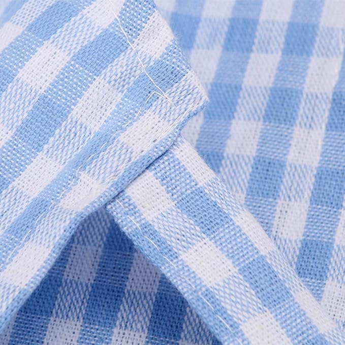 Jennice House Kids Cotton Gingham Apron - Children's Artist Painting Smock with Pocket and Adjustable Neck Strap, Baby Chef Party Aprons (Blue, L)