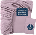 LANE LINEN Twin XL Fitted Sheet, 100% Organic Cotton 2-Piece Set (1 Fitted Sheet, 1 Pillowcase), Percale Weave, Bottom Sheet, Soft, Breathable, Fits Mattress Upto 15" Deep - Lilac (No Flat Sheet)
