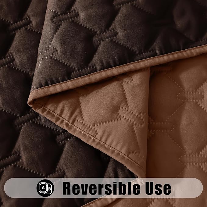 Smiry Waterproof Dog Bed Cover Blanket, Soft Reversible Pet Blanket, Washable Leakproof Cats Dogs Couch Cover for Sofa, Couch, Furniture, Plaid (82x102 Inch, Brown/Chocolate)