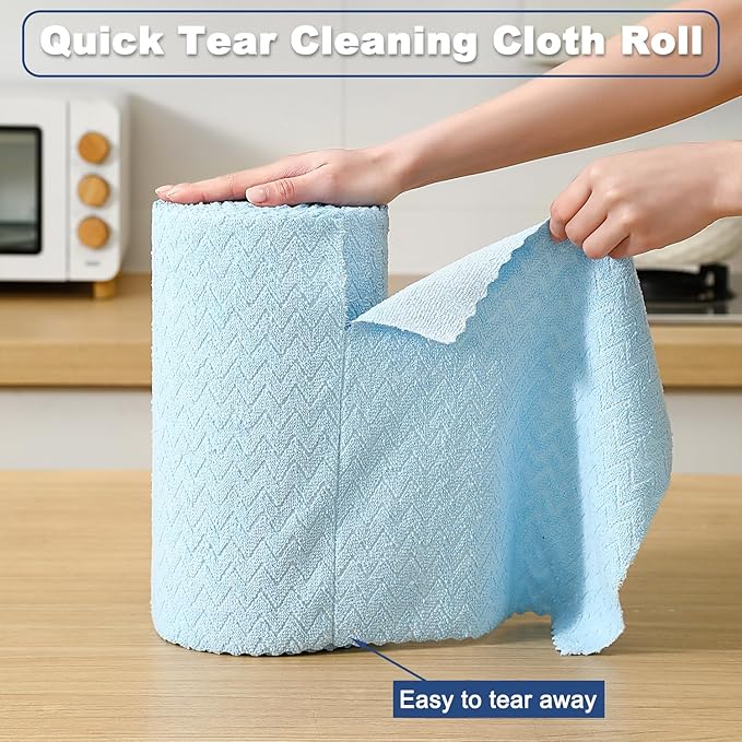 Tigona 80 Pack Microfiber Cleaning Cloth Roll Reusable Paper Towels 12"x12" Tear Away Cloth,Absorbent Dish Rags for House Kitchen,Wash Cloths,Lint Free Rags for Window Cars Cleaning Supplies