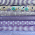 7Pcs 9.8" x 9.8"(25 * 25CM) Cotton Fabric DIY Making Supplies Quilting Patchwork Fabric Fat Quarter Bundles DIY for Quilting Cotton Patchwork Cushions (Big Purple Flowers, 9.8" x 9.8")