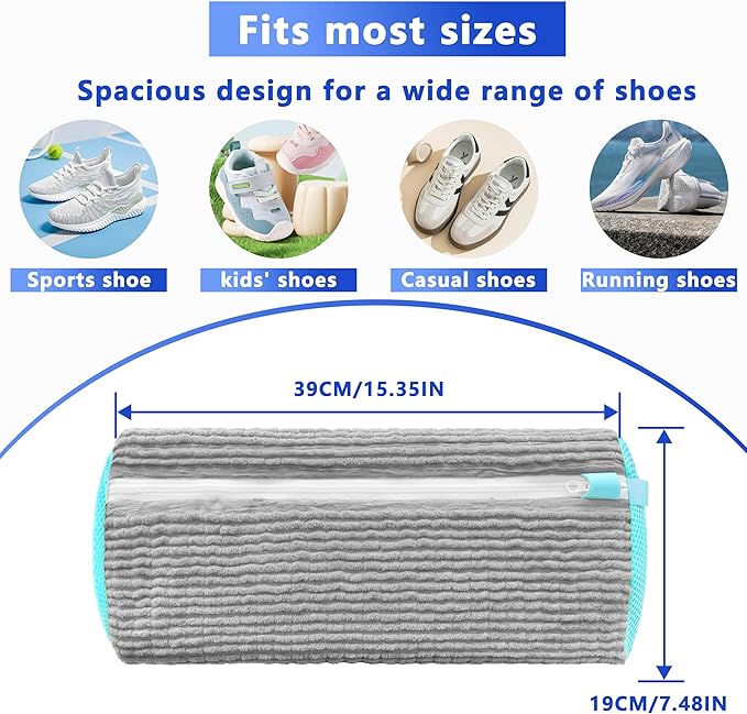 Xinambyh 2Pcs Reusable Shoe Washing Machine Bag for Washer and Dryer:Free Up Hands, Prevent Deformation,shoe bag with Zipper Protection Design, Use for all Shoes,Sports Shoes