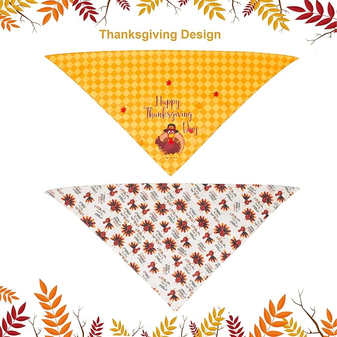 ADOGGYGO Thanksgiving Dog Bandana Fall Autumn Pet Bandana Reversible Triangle Bibs Scarf Accessories for Large and Extra Large Dogs Pets (X-Large, Thanksgiving)