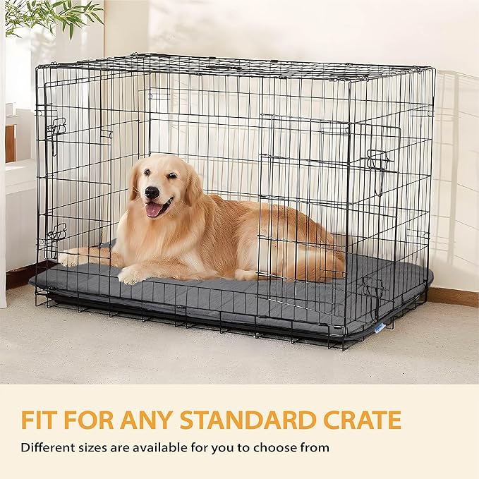ZAKAPAWS Dog Crate Pad for Large Dog - 35x23 Memory Foam Dog Bed, Washable & Anti-Slip Dog Bed Mat, Ultra Soft Kennel Pad for Dogs Cozy Sleeping Mat, Grey