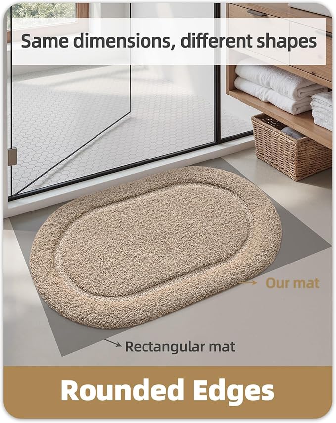 Color&Geometry Beige 24"x36" Small Bathroom Rugs, Non Slip, Absorbent, Soft, Washable Bath Rug, Thick Bath Mat, Bath Mats for Bathroom Floor, Shower, Sink, Vanity