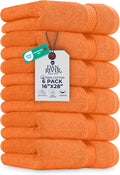 DAN RIVER 6-Pack Premium Hand Towels (16x28 Inches) - 100% Cotton, Ultra Soft, Lightweight, Highly Absorbent Towels for Bathroom, Spa, Gym, Salon, Hotel, and Travel - Orange