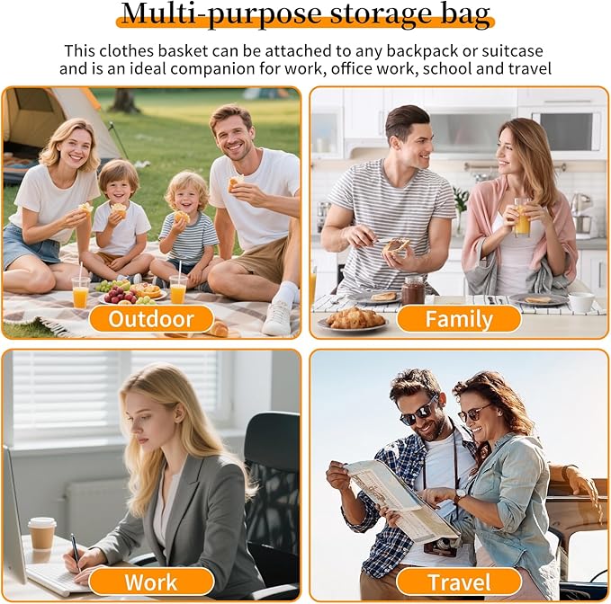 46L Foldable Storage Hamper Bag with Soft Padded Handle, Multi-Purpose Oxford Fabric Laundry Basket, Collapsible Storage Bag for Home, Bedroom, Dormitory, Travel & Outdoor