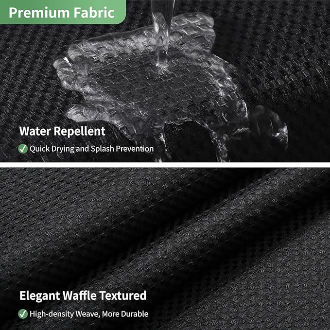 eachope Black No Hook Shower Curtain with Snap-in Fabric Liner Set,Waffle Weave Shower Curtains for Bathroom,Hotel Luxury Decor Bathroom Curtain Set,Waterproof & Washable,71Wx74H