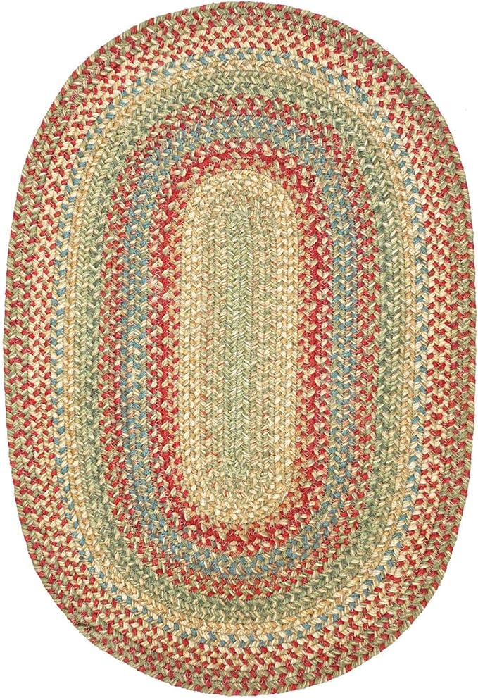 Homespice Azalea Multicolor Jute Rug 27x45 - Country Style Oval Braided Rugs for Kitchen and Bathroom, Reversible, No Shed Jute for Easy Maintenance