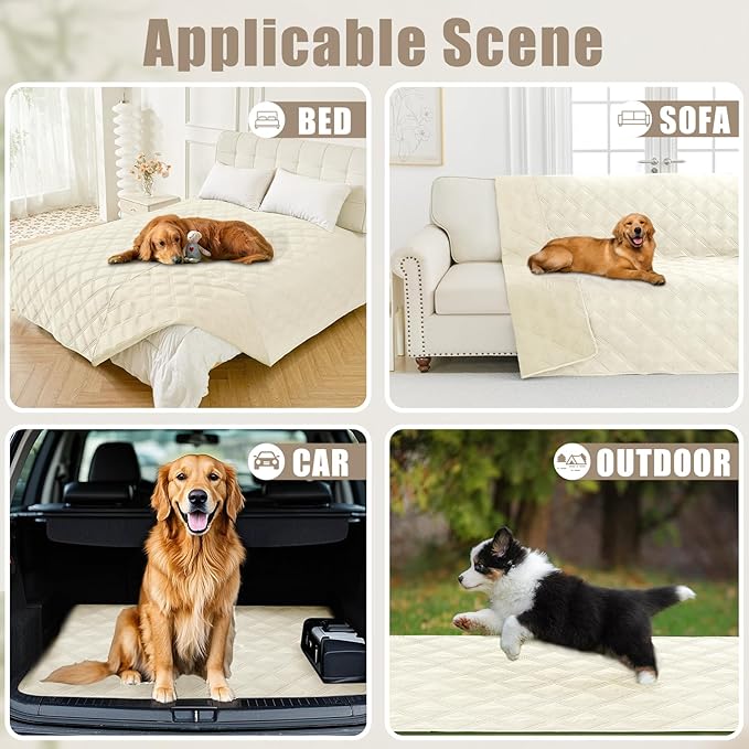 Smiry Waterproof Dog Bed Cover Blanket 40x50, Soft Reversible Pet Blanket, Washable Leakproof Cats Dogs Couch Cover for Sofa, Couch, Furniture, Lattice, Beige/Beige